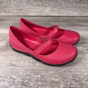 Crocs Duet Sport Mary Jane Flats Women's Shoes Size 11‎ W Pink Slip on